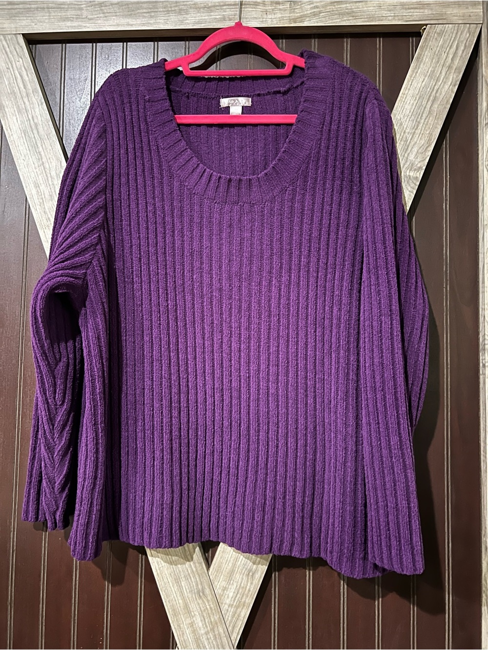 White Stag Purple Ribbed Crewneck Sweater